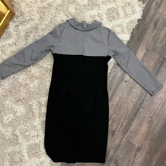 HOMEYEE Women's Retro Chic Colorblock Houndstooth Lapel Career Tunic Large - Picture 4 of 5